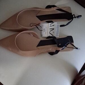 Zara Tan Pointed Toe Flat  Elegant and Versatile Design